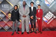 Shaquille O'Neal with his three sons.